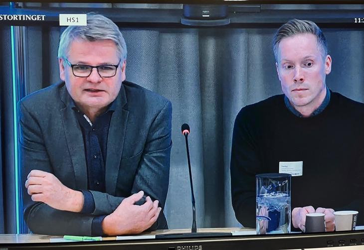 Leder i Fagrådet Jan Gunnar Skoftedalen og styreleder Anders Dalsaune Jansen på høring i Stortinget.