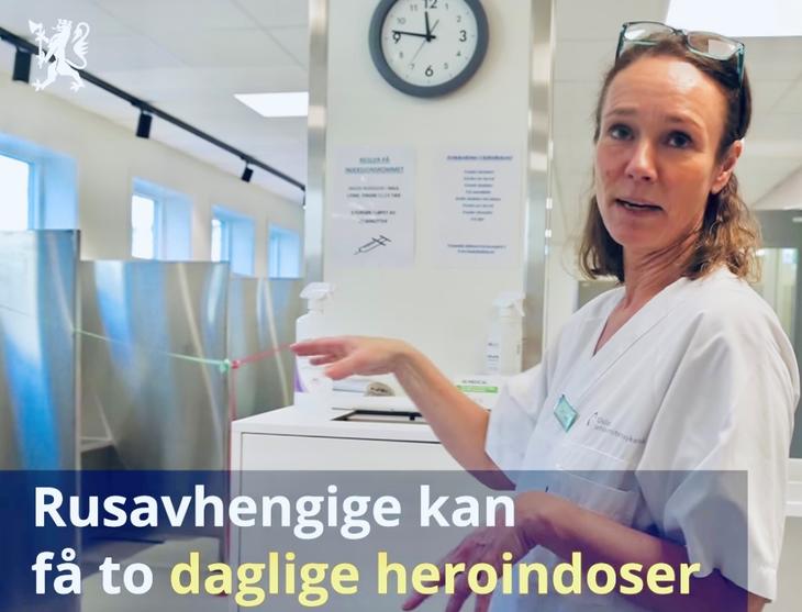 Skjermdump fra helse- og omsorgsdepartementets video om HABiO, her med prosjektleder Camilla Birkevold.  