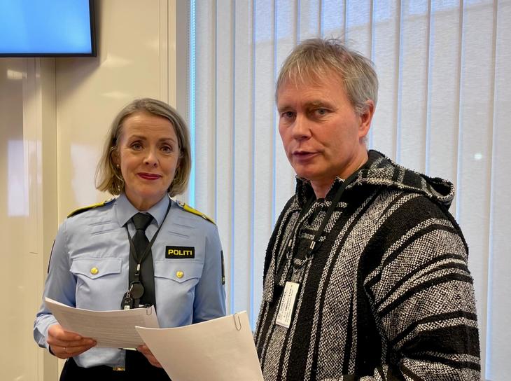 Arkivfoto fra februar 2023: Politidirektør Benedicte Bjørnland og leder i FHN Arild Knutsen